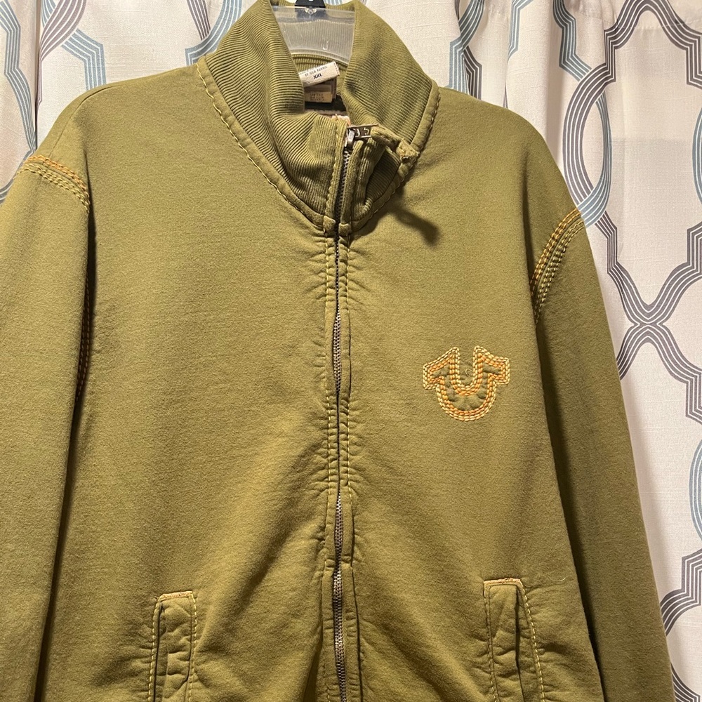 Brand: True Religion:  zip up track mock sweater